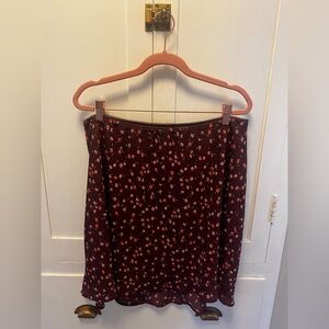 Wild Fable Pink Burgundy Floral A-line Skirt